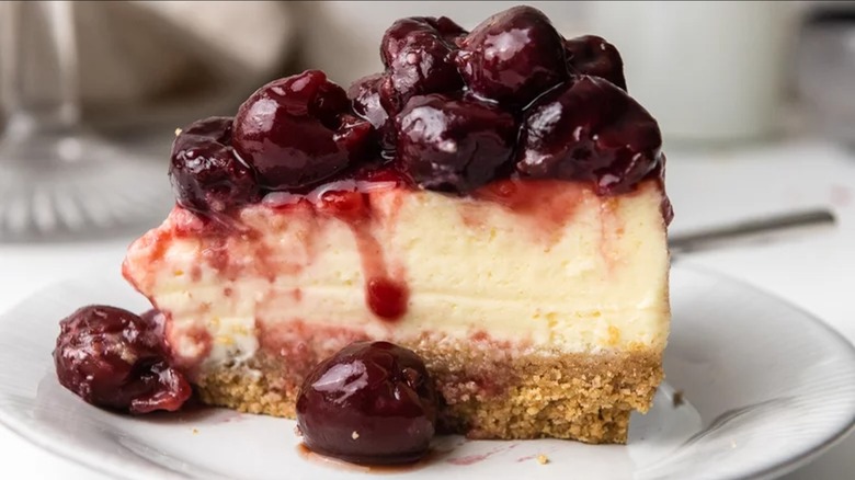 cheesecake slice with cherries