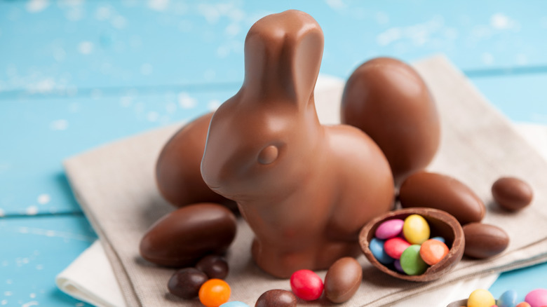 chocolate bunny with candies