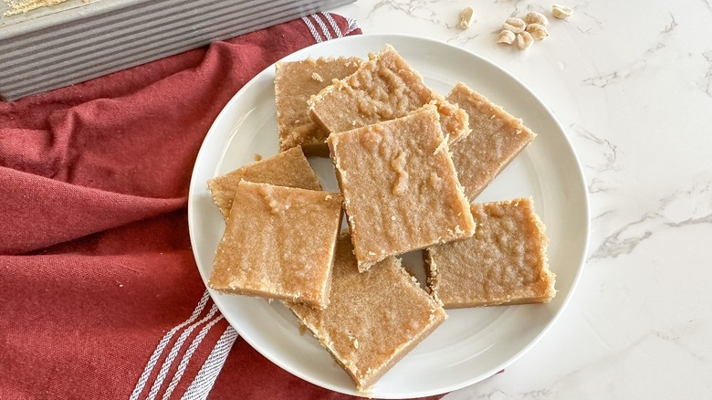 classic peanut butter fudge cut into squares