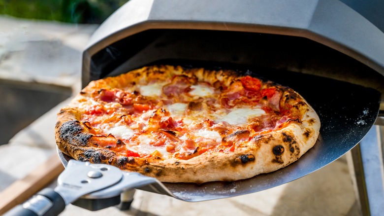 Pizza in a pizza oven