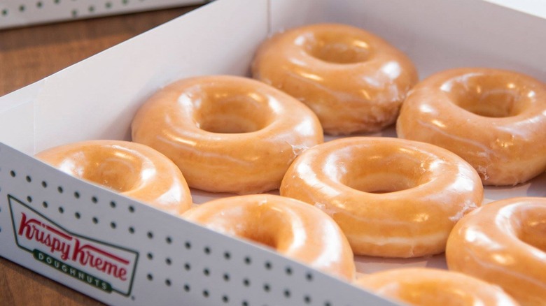 box of Krispy Kreme donuts 