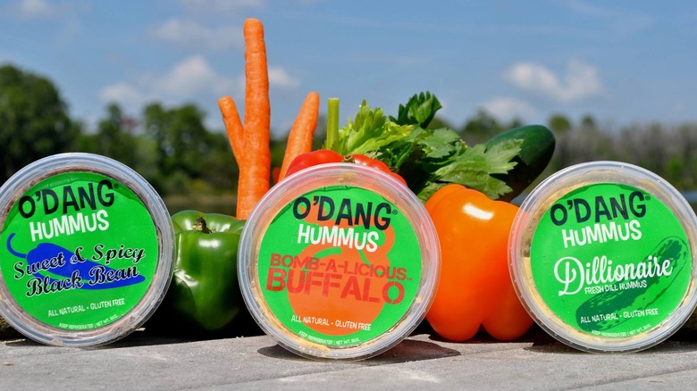 O'Dang Hummus containers with veggies